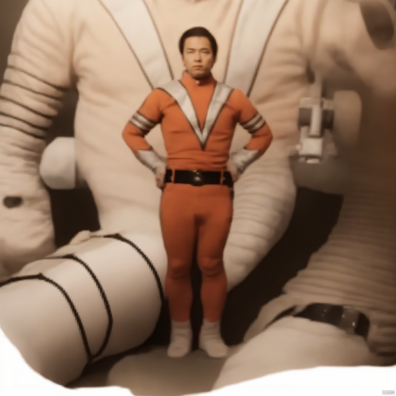 (masterpiece:1.3),(the best quality:1.2),(super fine illustrations:1.2),(Masterpiece),high quality,high detail,(white background:1.2),looking at viewer,(SOLO:1.4),outline,simple background,fullbody,, belt,collar,choker,boots,logo,uniform,bodysuit,jacket,helmet,gloves,belt buckle,ray gun,gun,buckle,emblem,military uniform,pants,armor,belt pouch,fingerless gloves,orange_bodysuit,military_uniform,mat_style,white_gloves,