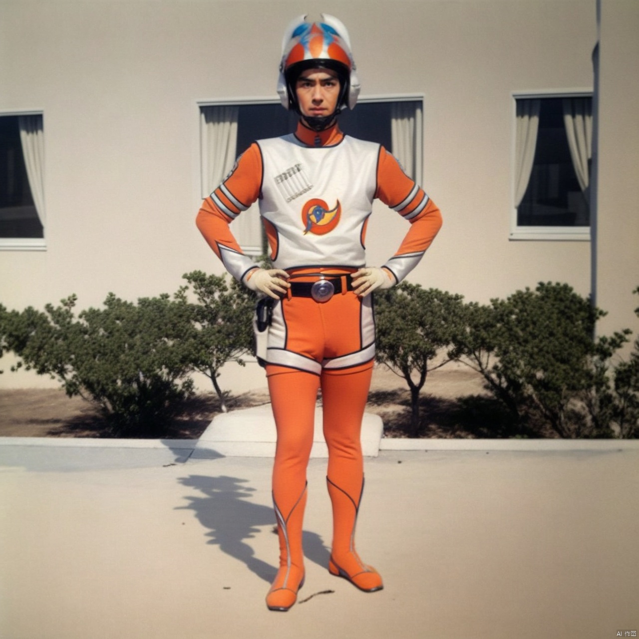 (masterpiece:1.3),(the best quality:1.2),(super fine illustrations:1.2),(Masterpiece),high quality,high detail,(white background:1.2),looking at viewer,(SOLO:1.4),outline,simple background,fullbody,, belt,helmet,collar,choker,logo,armor,uniform,bodysuit,pants,gloves,jacket,ray gun,gun,buckle,boots,emblem,military uniform,belt pouch,fingerless gloves,orange_bodysuit,military_uniform,white_gloves,mat_style,