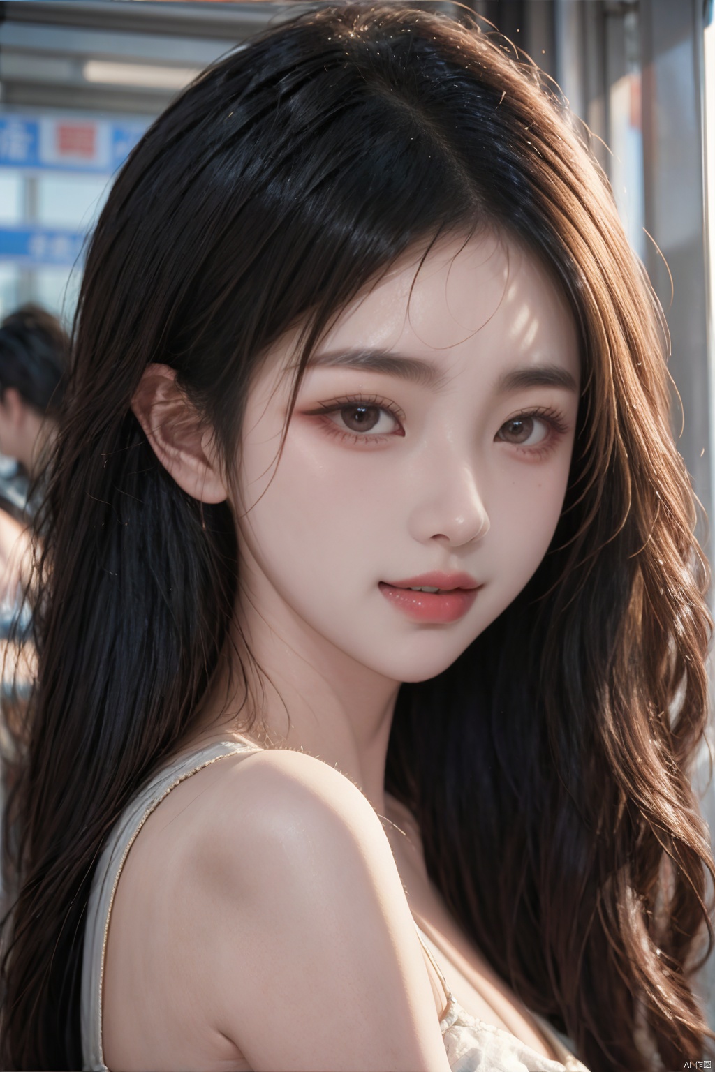 一个可爱的女孩,站立,精神控制,比基尼：1.08,彩色渐变头发,全身,独奏,细致精致的脸,明亮的眼睛,蓝色巩膜, Sweetheart