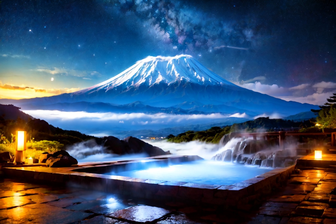 Mount Fuji Hot Springs【Background】- FutureEvoLab by FuturEvoLab on Tensor.Art