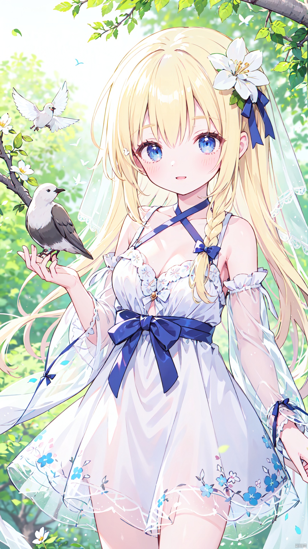 1girl,  bird,  dress on Tensor.Art