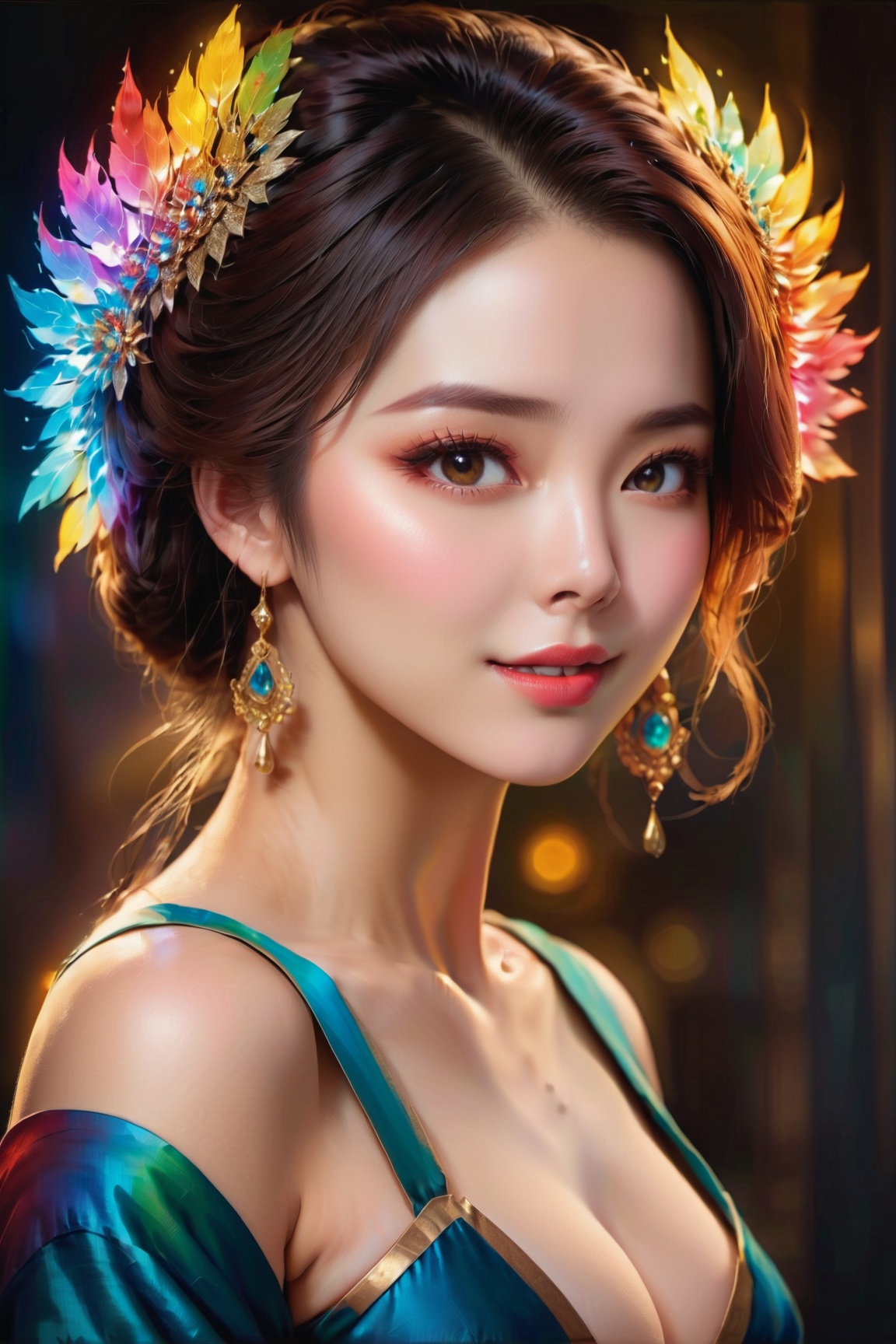 In a mesmerizingly vivid portrayal,  an electrifying female bursts to life on the canvas,  its acrylic strokes dripping wi...