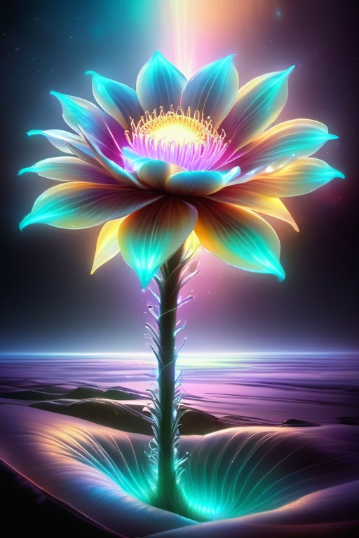 Picture a Sunflower that looks like it was woven from strands of moonlight and stardust. The Luminara Bloom thrives in the...