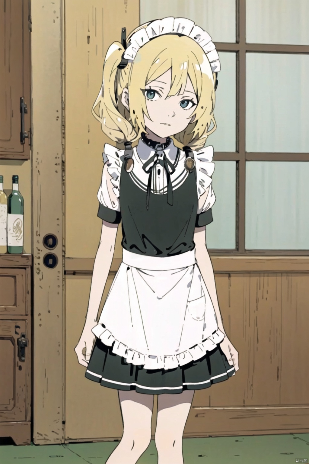  masterpiece,highres,1girl,twintails,solo,blonde, maid
(obsolete machine:1.3),spred legs,solo, Matsumoto