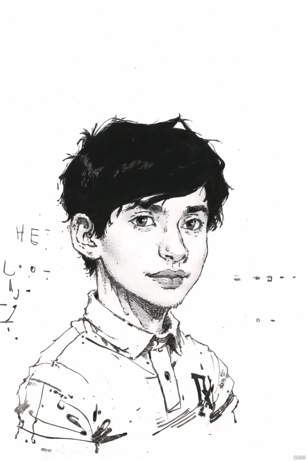 1boy,black hair,portrait,monocolour