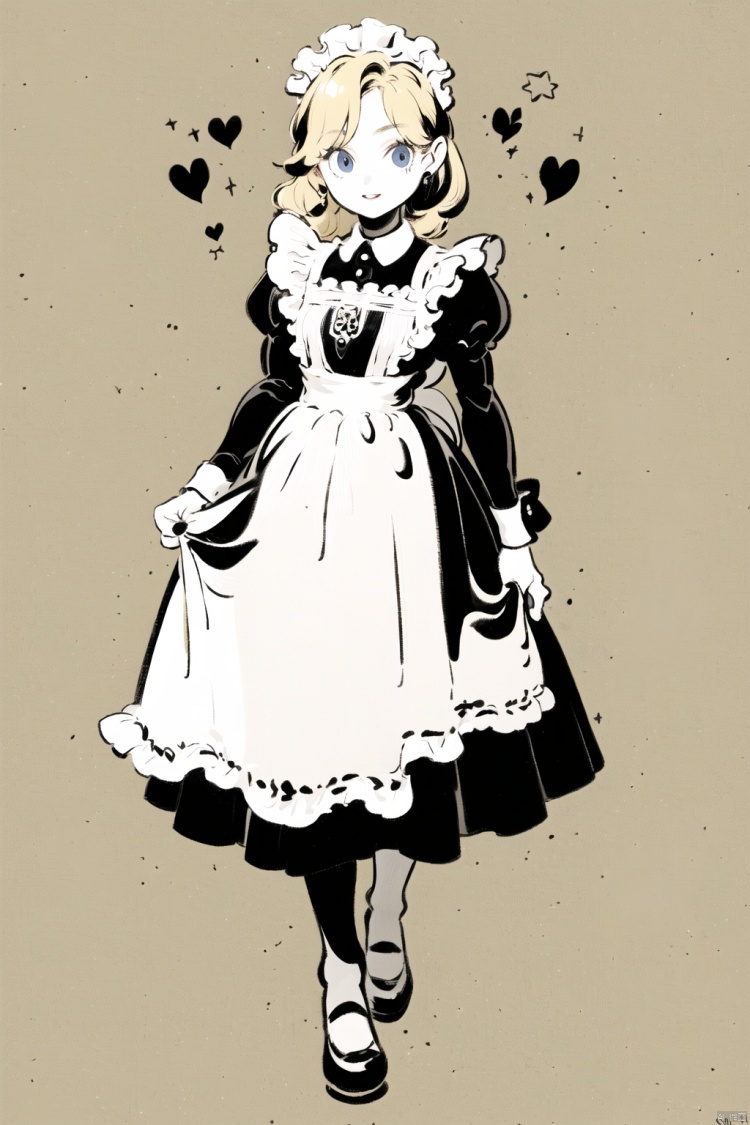  masterpiece,1girl,solo,flat color, maid,blonde