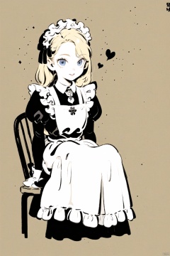  masterpiece,1girl,solo,flat color, maid,blonde