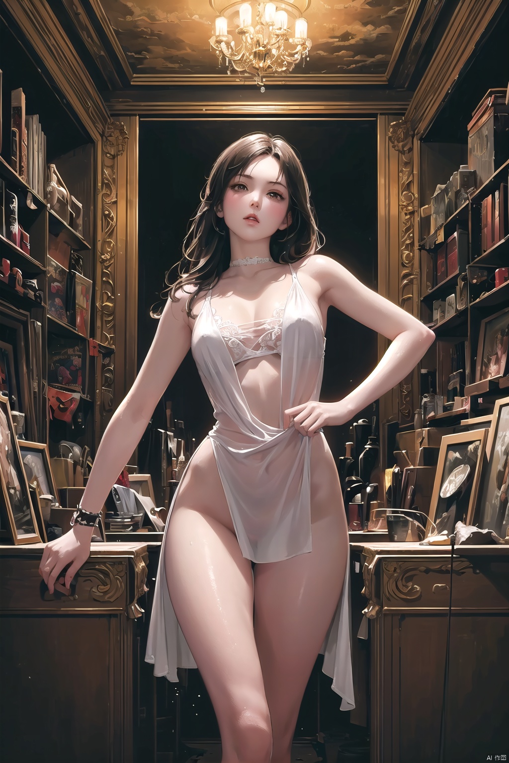 guofeng,  (bare bare shoulders),  lotus on Tensor.Art