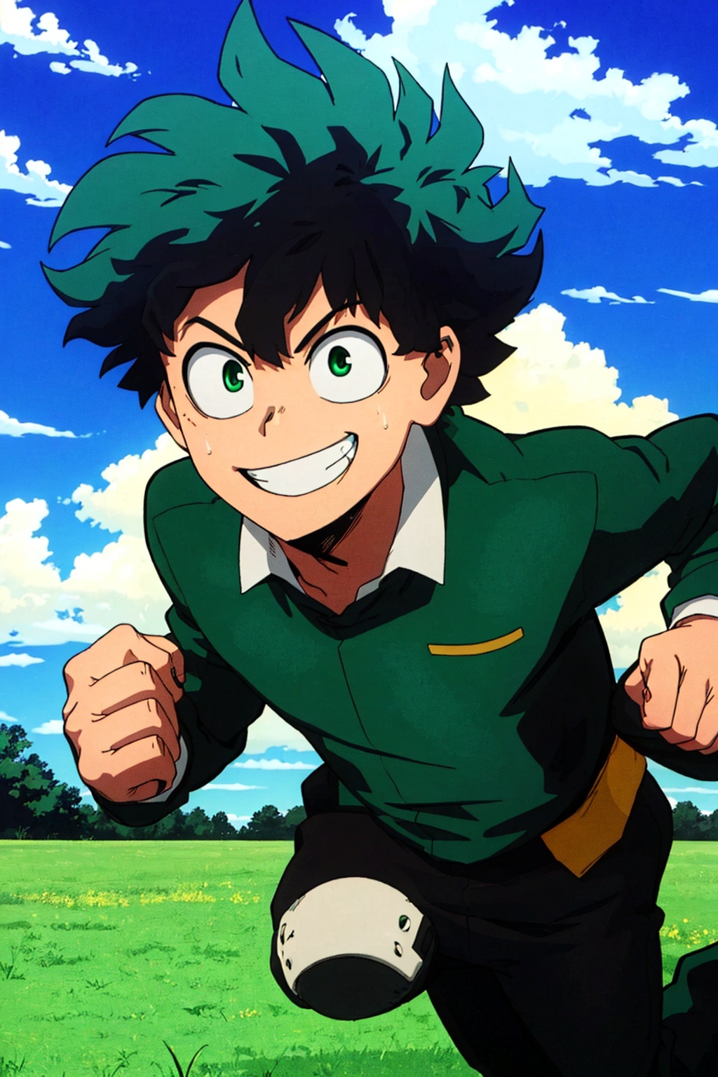 1boy,  green eyes,  green hair on Tensor.Art
