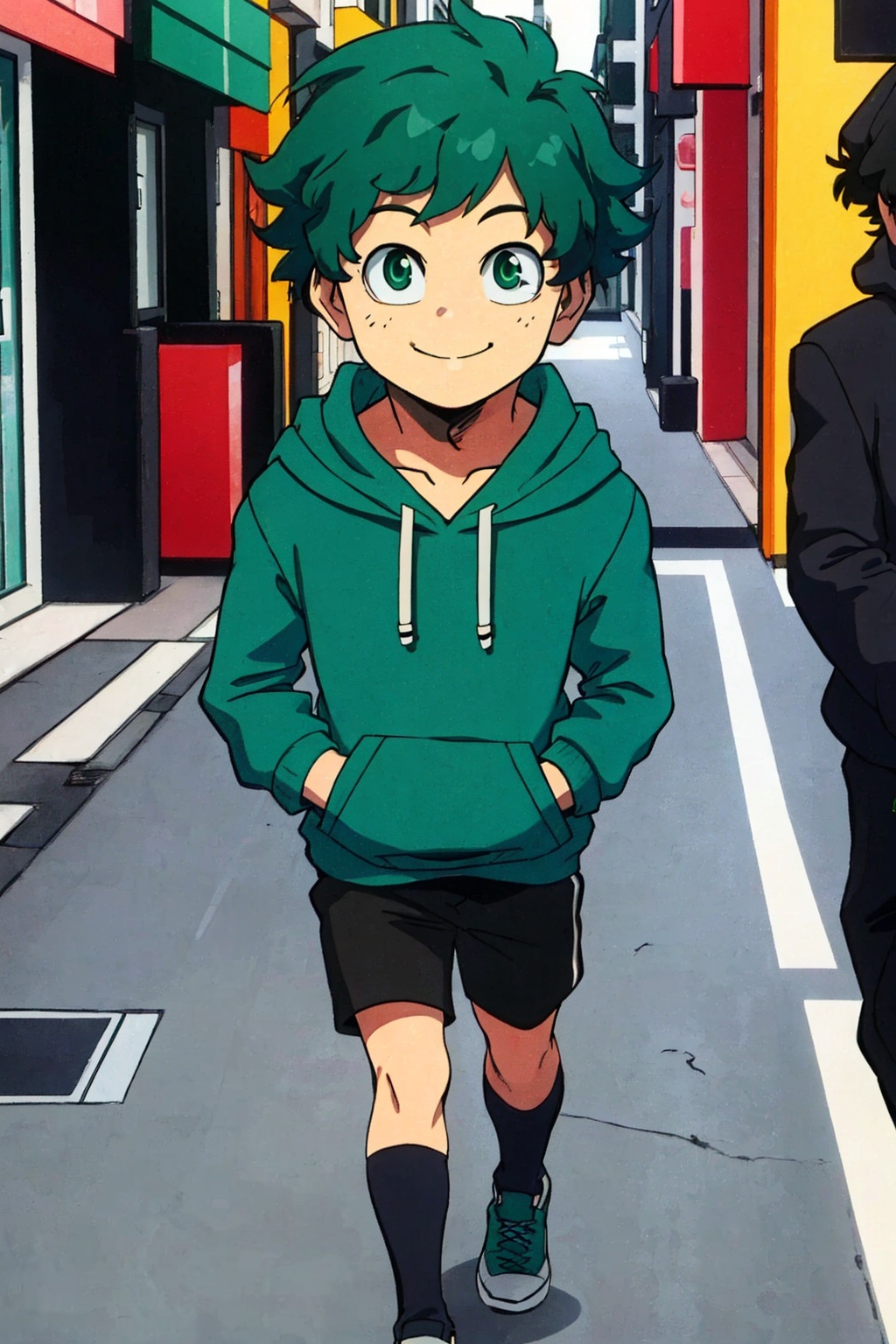 1boy,  green eyes,  green hair on Tensor.Art