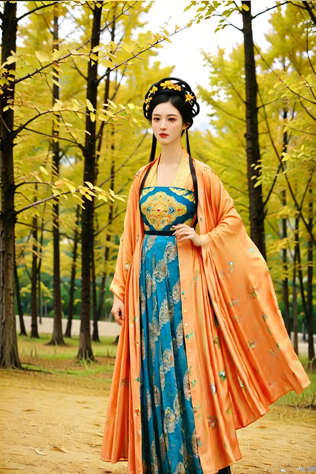 (1girl:1.3), (best quality, masterpiece, ultra high resolution),(photorealistic:1.3), (realistic:1.3), depth of field,(full body:1.2), (outdoors:1.2), (day:1.2), (cinematic lighting:1.2),  near to camera, face to camera, mug shot, hanfu