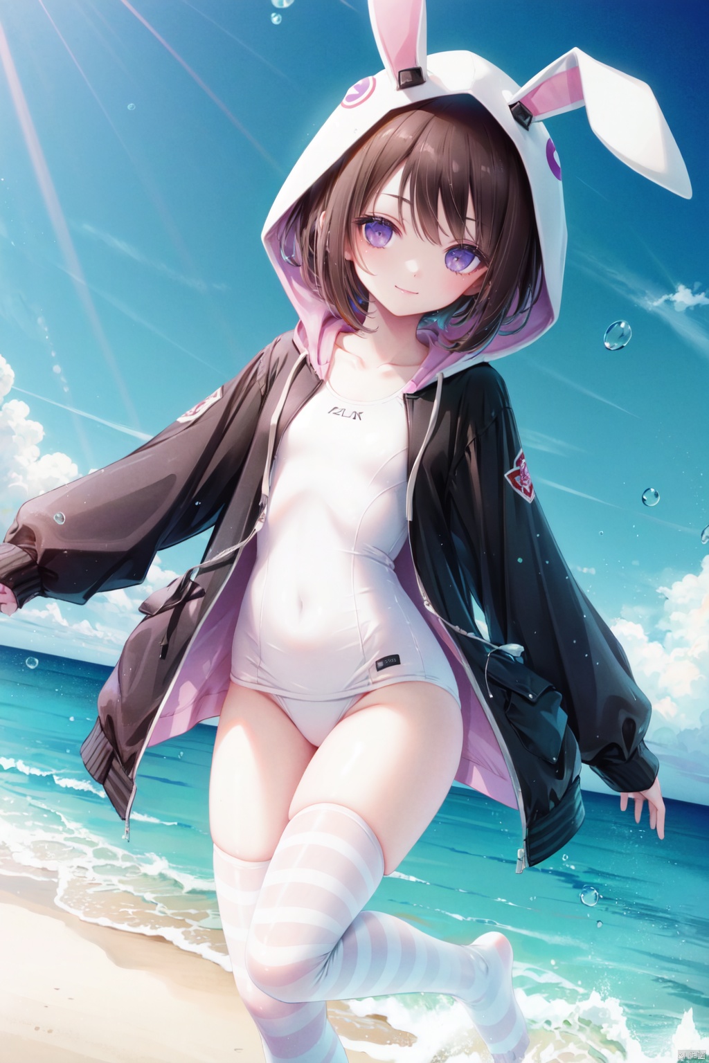 1girl,  swimsuit,  white one-piece swimsuit on Tensor.Art