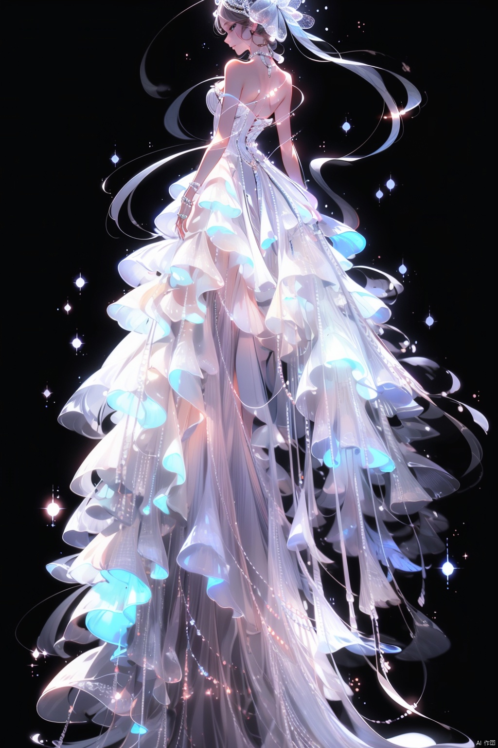1gril,dress, glowing