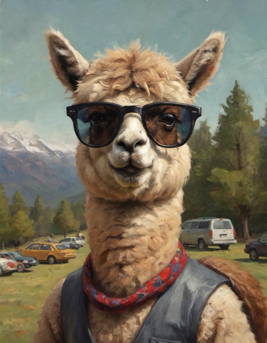 hipster alpaca with sunglasses magazine cover photography this guy is so pretentious! on Tensor.Art