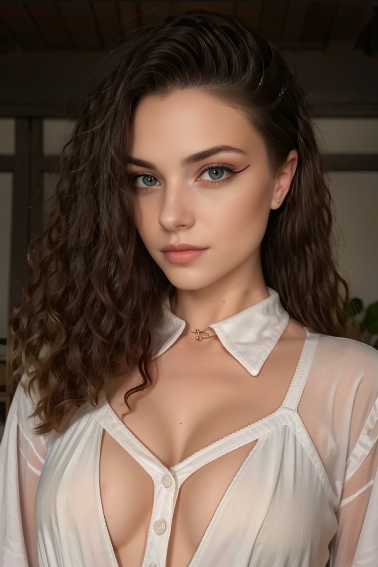a young woman,  collared_blouse,  Portrait on Tensor.Art
