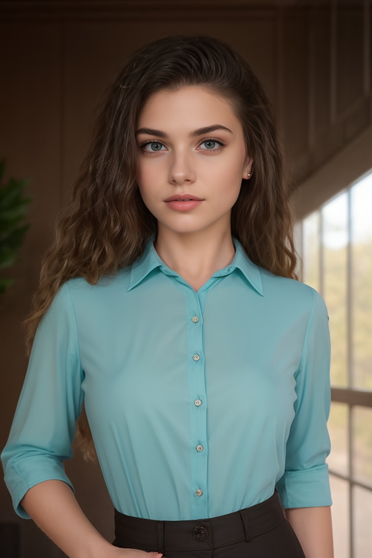 a young woman,  collared_blouse,  Portrait on Tensor.Art