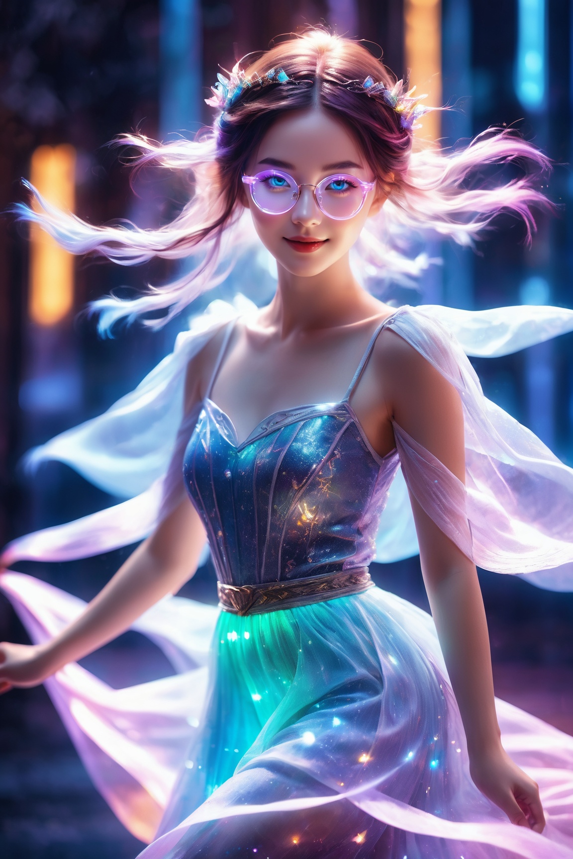 Translucent glowing body,  glowing,  elf model on Tensor.Art