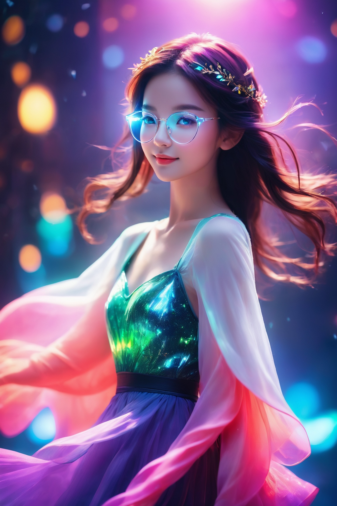 Translucent glowing body,  glowing,  elf model on Tensor.Art