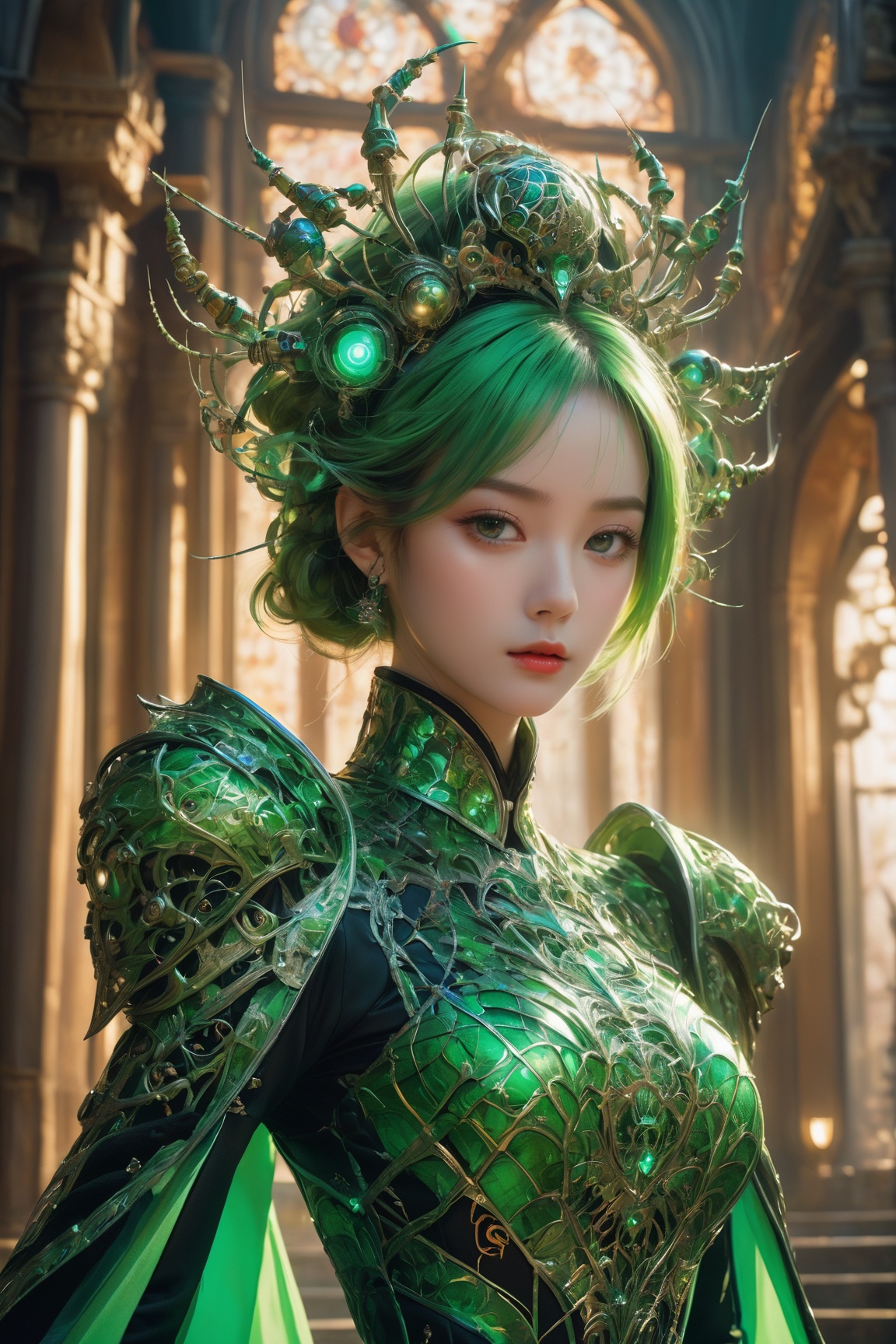emitting an orgasmic sensation,  a painting of female (spider|goblin) girl with armored Ball gown,  collar on Tensor.Art