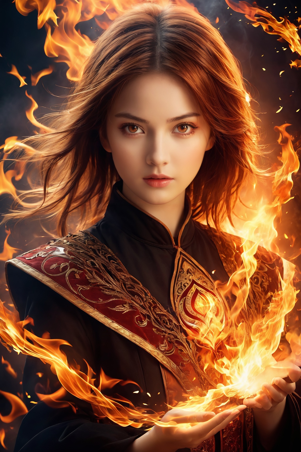 1 Girl,  Raging Fire,  Fire Magic on Tensor.Art