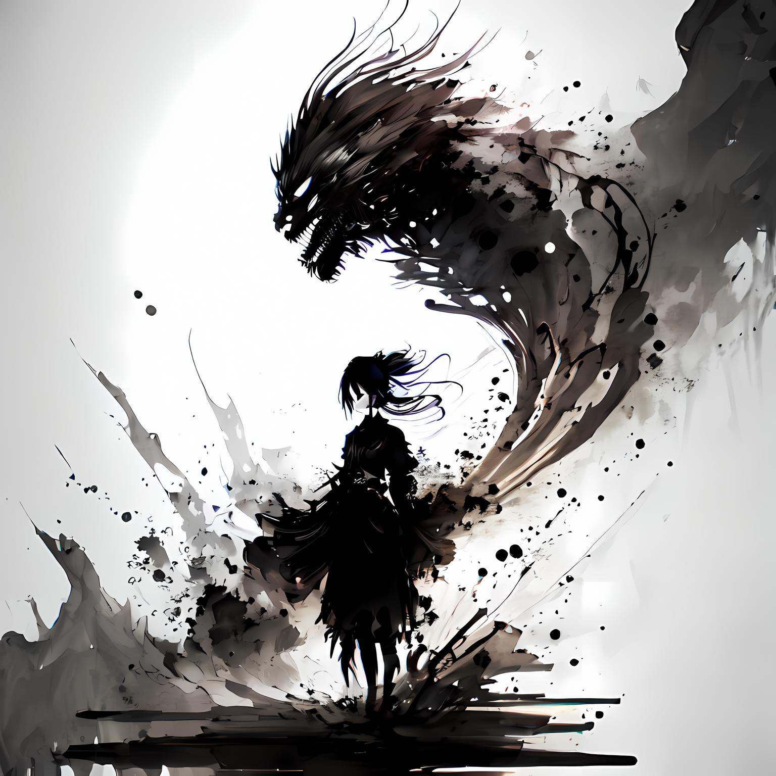 best quality, high resolution, unity 8k wallpaper, (illustration:1.0),<lora:shuimo_v1:0.9>,1girl,Monochrome，