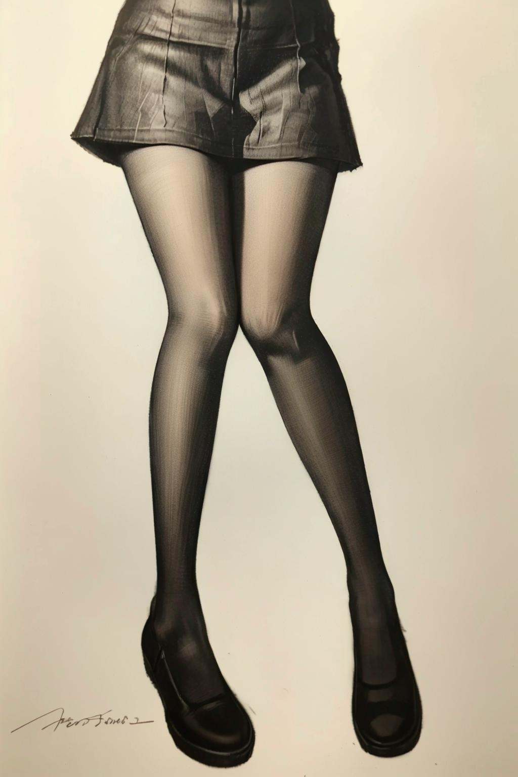 sketch, 1girl, solo, legs, pantyhose, traditional media, monochrome, lower body, shoes, signature, dated,<lora:GoodHands-vanilla:1>,best quality,high resolution,unity 8k wallpaper,photo_\(medium\),<lora:sumiao-000022:0.75>,