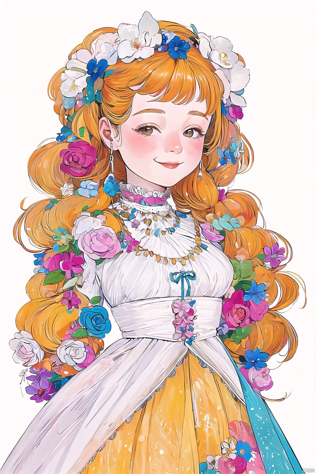CX, 1 girl, smiling, wearing white bride veila , alpaca, colorful background,<lora:EMS-261798-EMS:1.000000>
