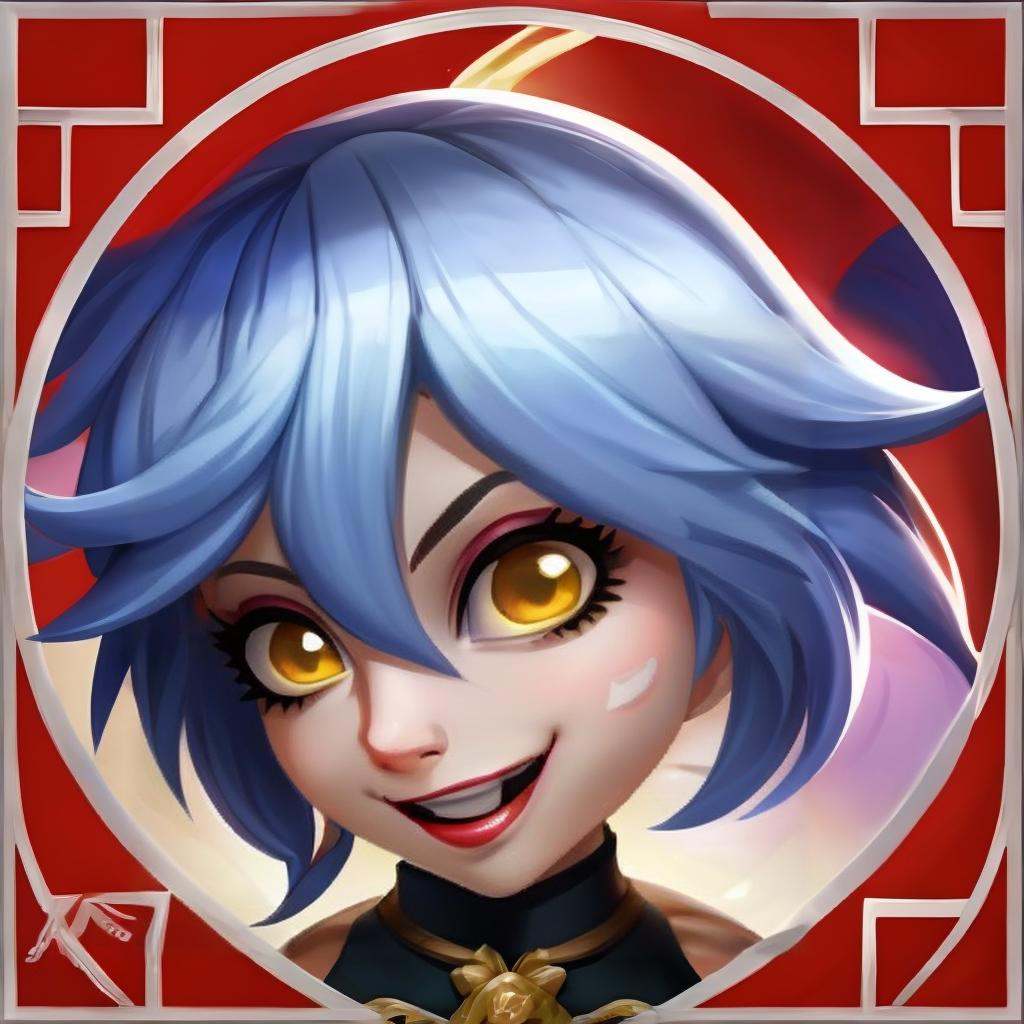 HEZI,LOL style,Summoner Avatar,Game avatar,Western cartoon game style,teeth,solo,sharp teeth,smile,pointy ears,pink hair,1girl,looking at viewer,white eyes,long hair,1boy,open mouth,hair between eyes,fangs,male focus,white hair,pale skin,portrait,colored skin,curly hair,blue eyes,makeup,grin,medium hair,pink eyes,eyelashes,horns,crazy eyes,upper body,grey hair,grey eyes,crazy smile,white skin,evil smile,multicolored hair,red background,bangs,grey skin,<lora:召唤师头像:0.75>,