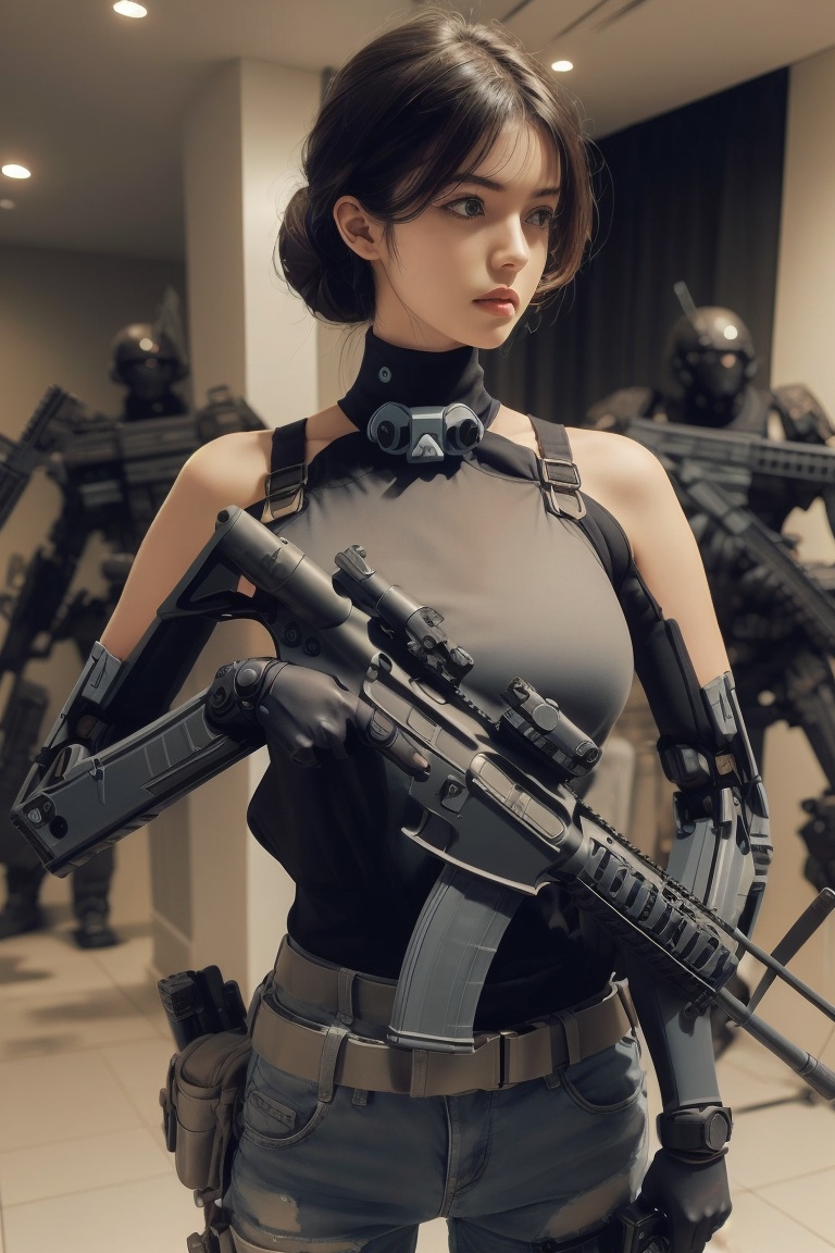 1girl,  solo_female,  Assault rifle on Tensor.Art