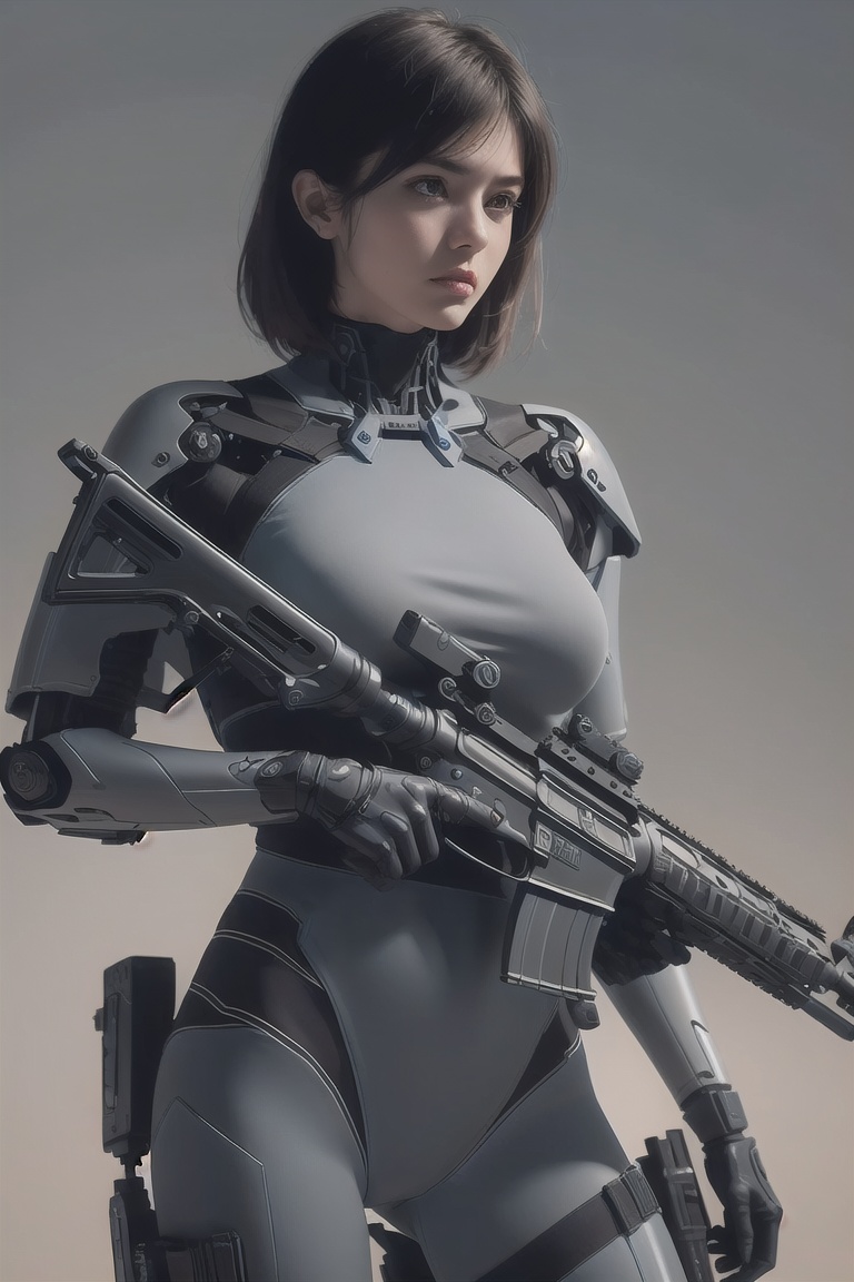 1girl,  solo_female,  Assault rifle on Tensor.Art