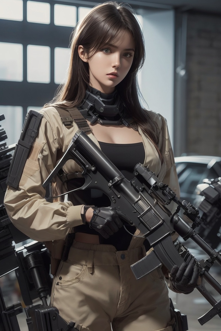 1girl,  solo_female,  Assault rifle on Tensor.Art