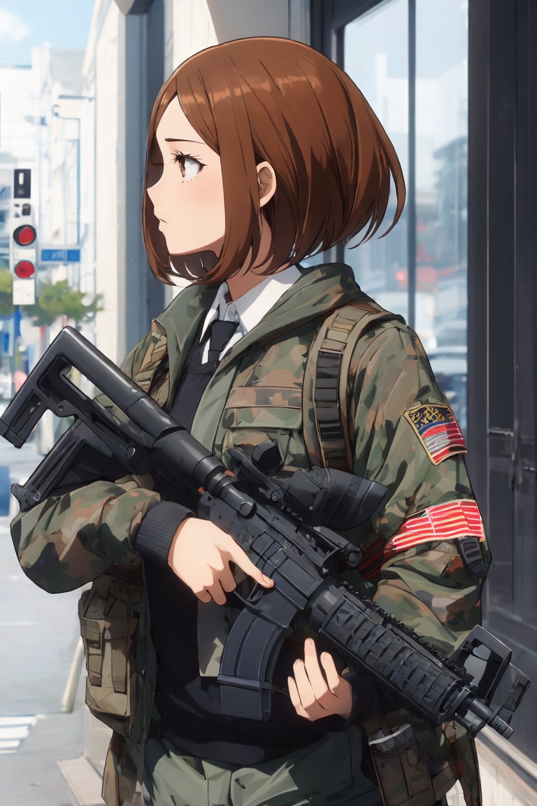 1girl,  solo_female,  Assault rifle on Tensor.Art
