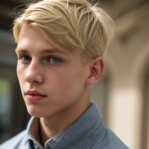 1boy,european clothes,upper shot,deep depth of field,blonde hair,front view