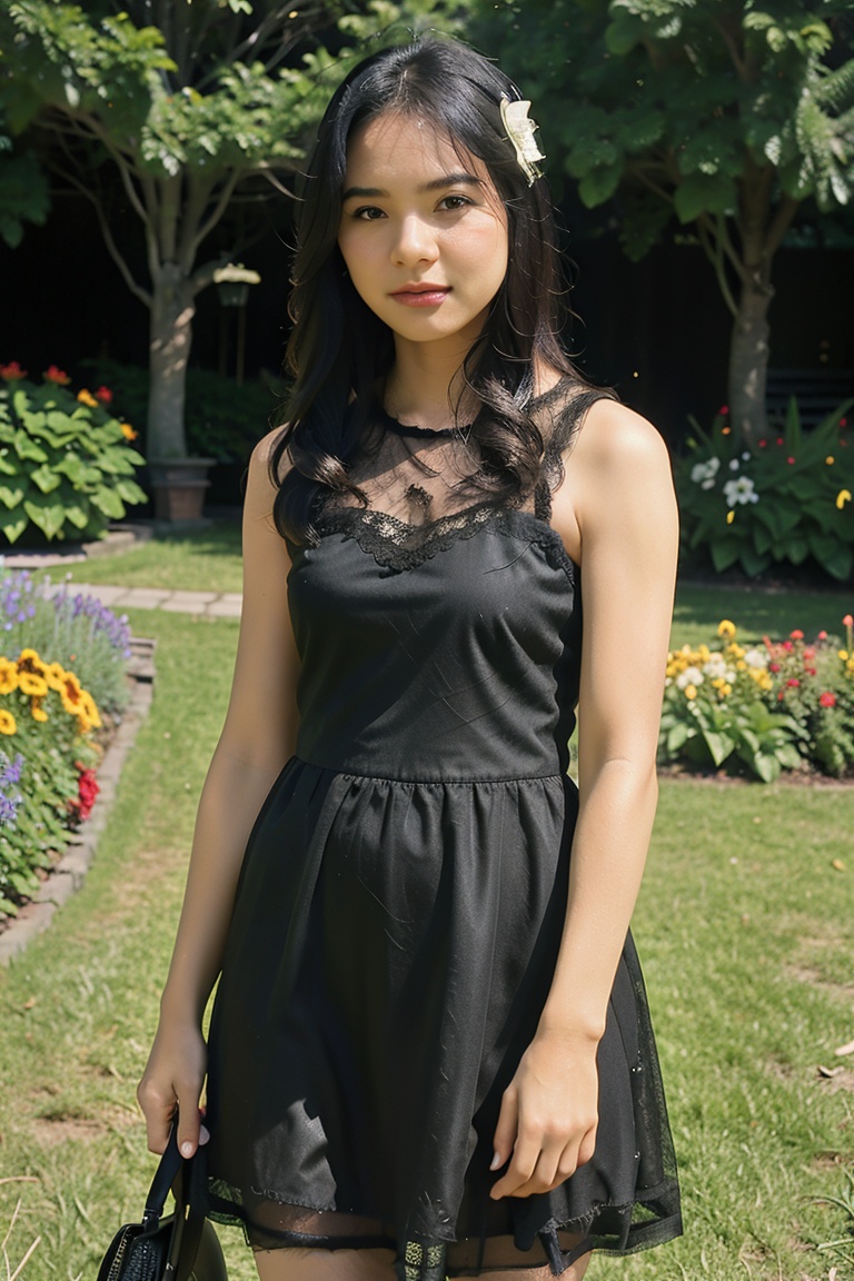1girl,  lacy dress,  background flower garden on Tensor.Art