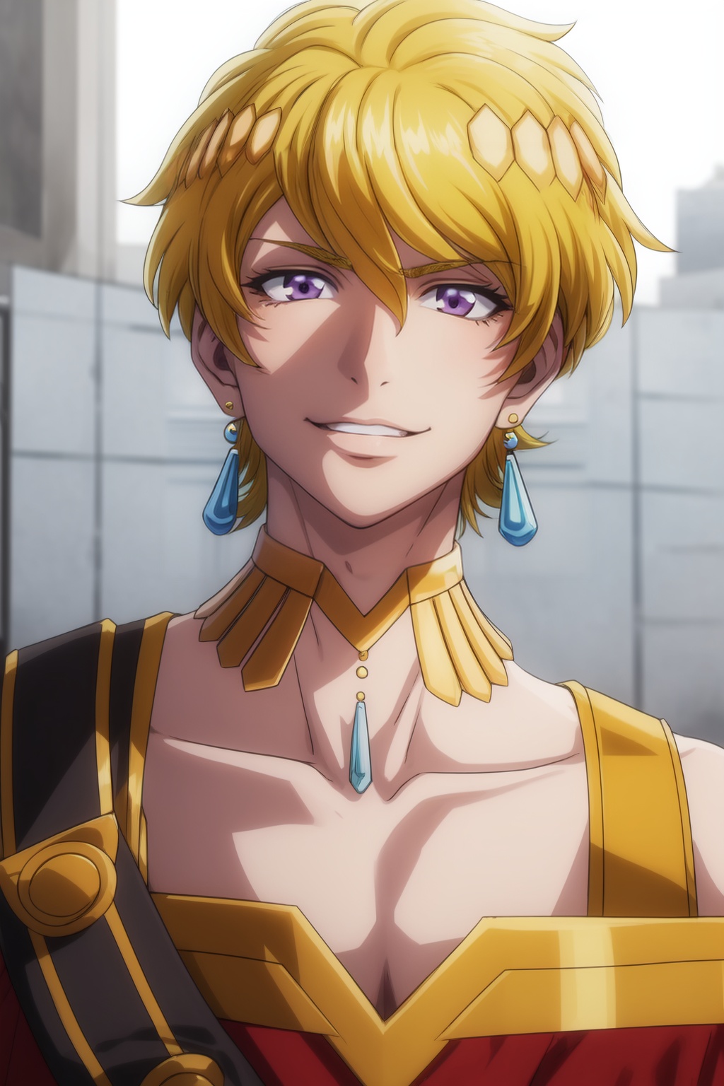 solo,  smile,  short hair on Tensor.Art