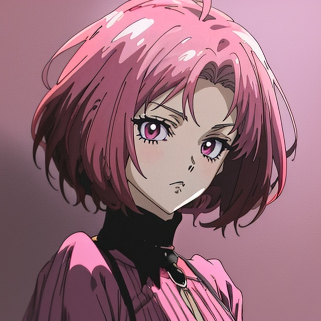 (((1 girl))) gothic girl ((dark pink background)),  ((short hair)) ((90s anime)) on Tensor.Art