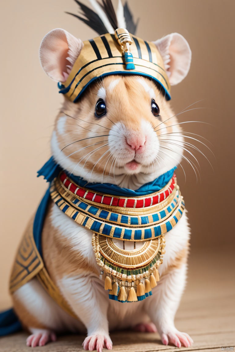 (best quality,realistic),Hamster wearing Egyptian native costume