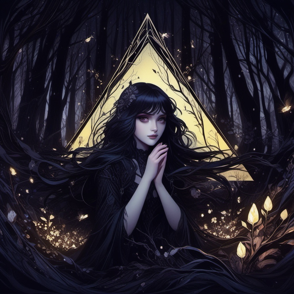 1girl,  posed hands,  dark forest on Tensor.Art