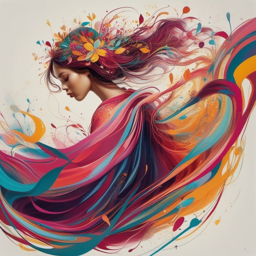1girl,  illustrative composition,  flowing movement on Tensor.Art