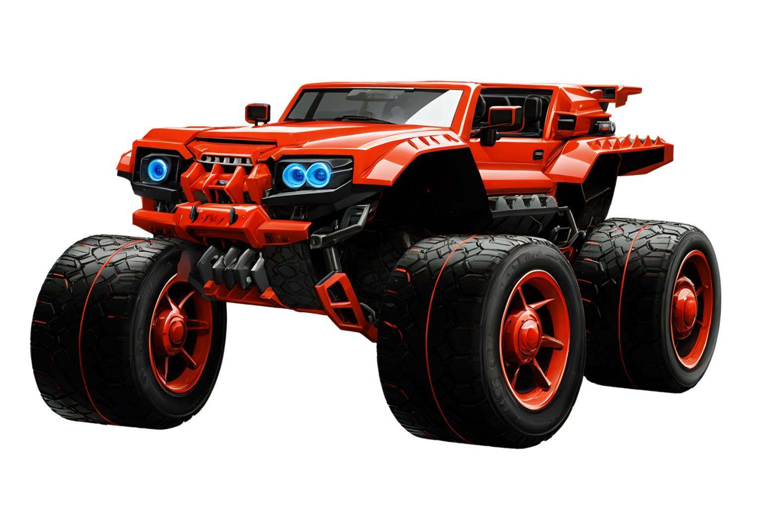 HEZI,QQ flying car design,cool styling,game racing design,no humans,vehicle focus,motor vehicle,white background,ground vehicle,wheel,simple background,tire,science fiction,car,motorcycle,teeth,robot,blue eyes,mecha,from side,cannon,drill,solo,steering wheel,sharp teeth,military vehicle,non-humanoid robot,<lora:qq﷿车设计-000003:0.7>,