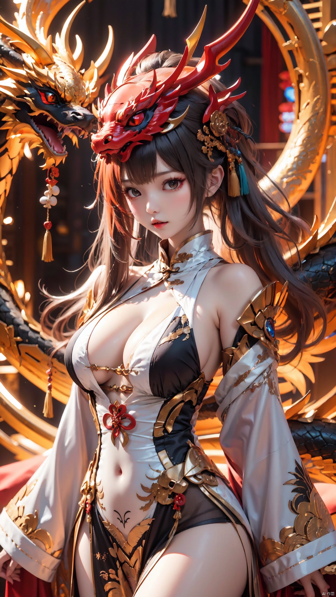 ((black Dragon Maiden)),  beauty,  xihua on Tensor.Art