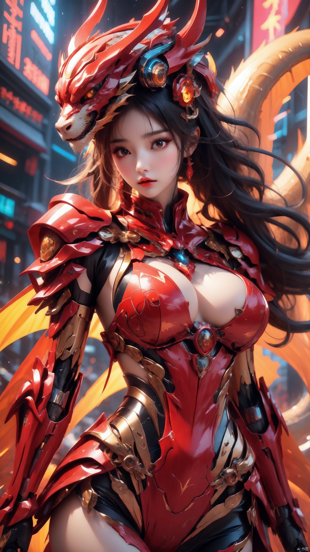 ((black Dragon Maiden)),  beauty,  xihua on Tensor.Art