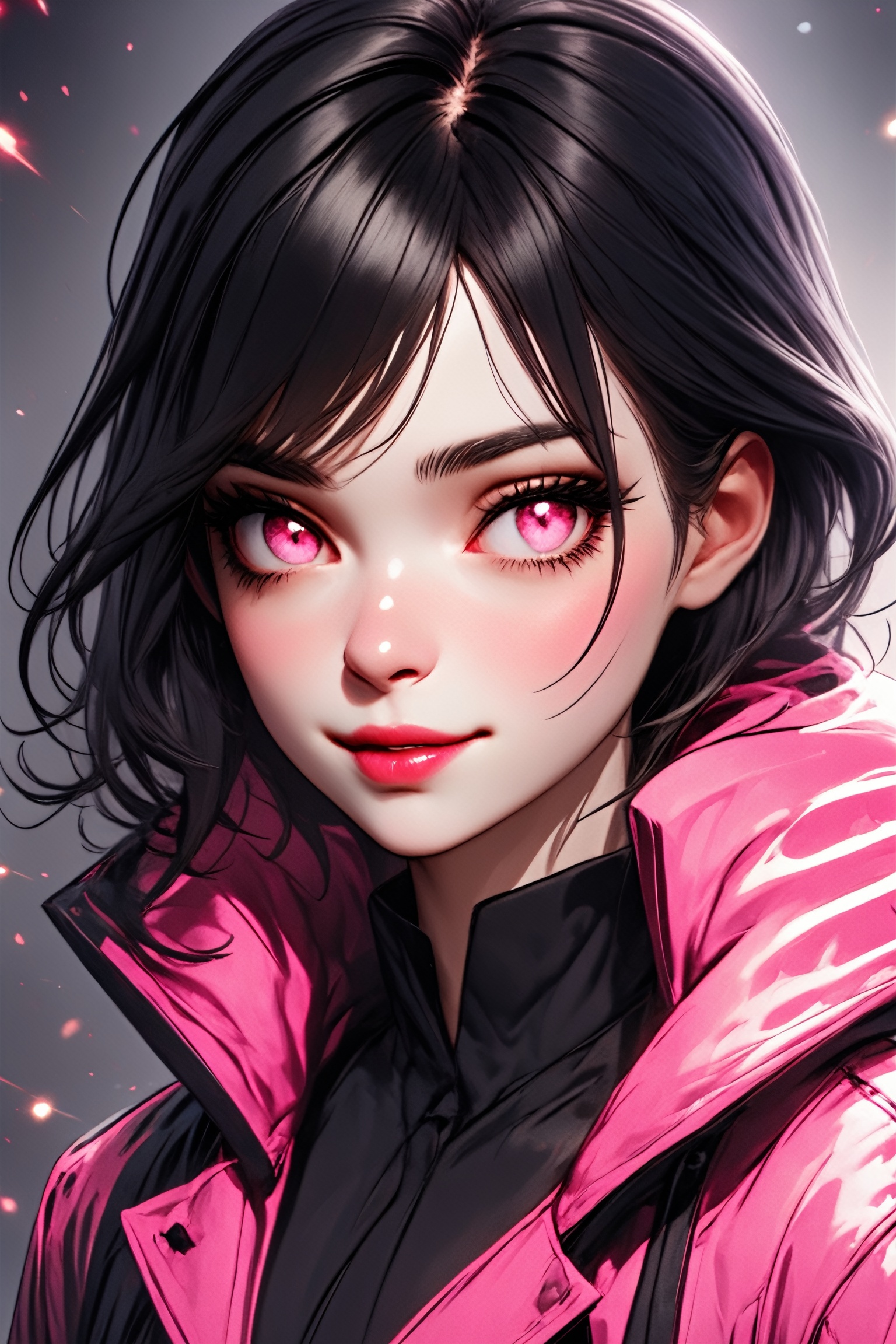 Utra,  1girl in a (glamurous coat),  thin delicate lips smirking with a closed mouth on Tensor.Art