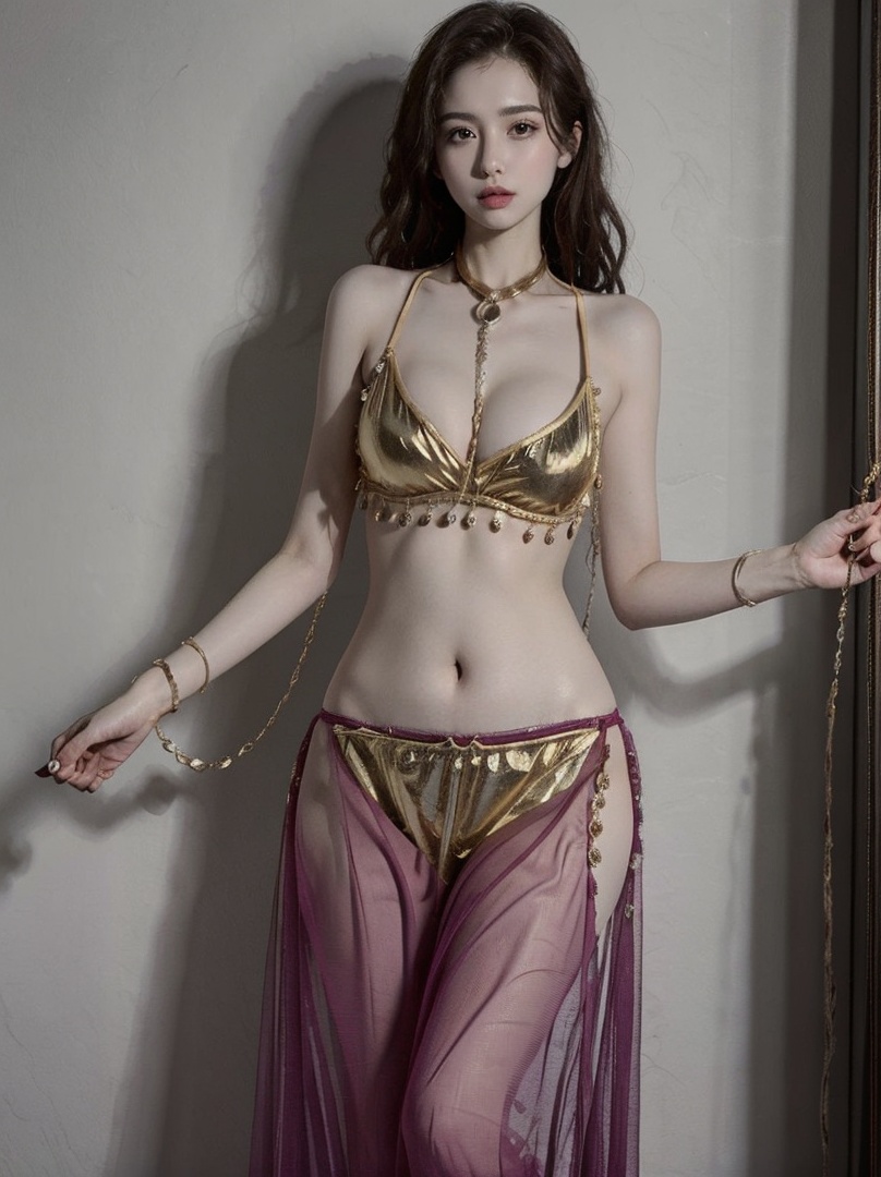 (masterpiece, best quality:1.4),finely detailed,1girl,solo,pale skin,perfect body,(gigantic breasts:1.3),standing,<lora:性感异域舞娘透视长裙-000008:0.8>,bra,dress,harem outfit,jewelry,panties,see-through,