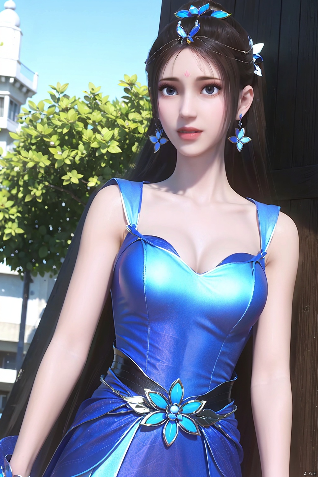  (8k, RAW photo, best quality, masterpiece:1.2),(realistic, photo-realistic:1.1),ultra-detailed,extremely detailed cg 8k wallpaper,(crystalstexture skin:1.4),(extremely delicate and beautiful),long hair, big breasts,,1girl,,solo,(smile),(,glass slipper ),earrings,jewelry,closed mouth,,smile,collarbone,red lips,(white skin),outdoors,,,beach, ,((looking at viewer)), flower_field, lips, hair ornament, ponytail, dress, blue eyes,eyelashes,1girl, solo, jewelry, earrings, weapon, black hair, long hair, , sword, hair ornament, ponytail, dress, blue eyes, blue dress, full body ,