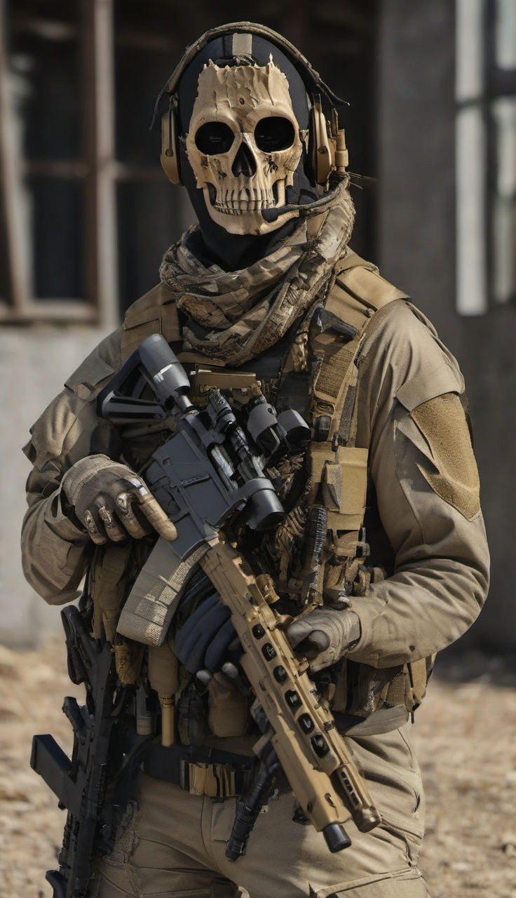 Iboy,  Modern Warfare style military gear,  skull mask on Tensor.Art