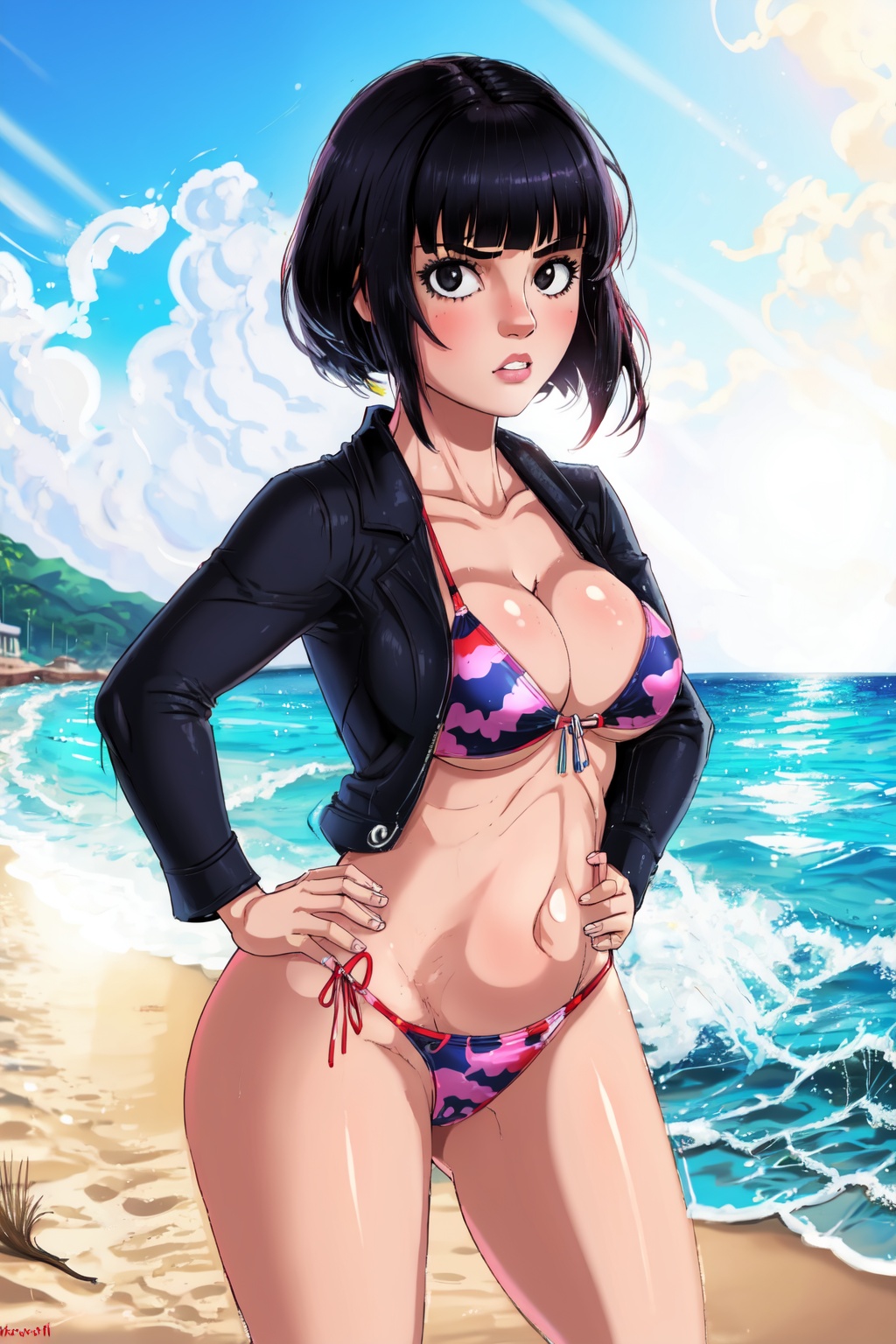 1girl,  black hair,  blunt bangs on Tensor.Art