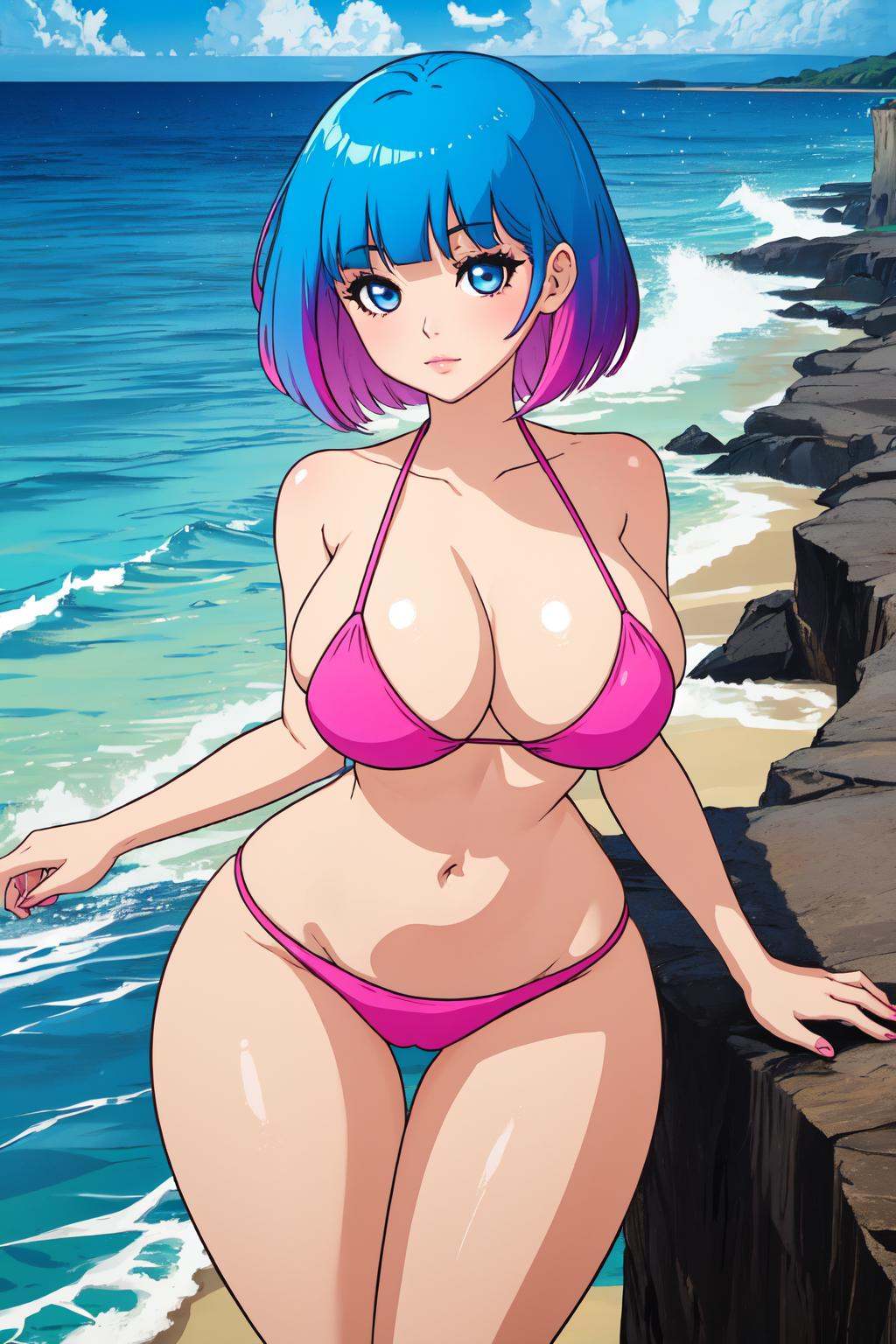 blue hair,  pink hair,  gradient hair on Tensor.Art
