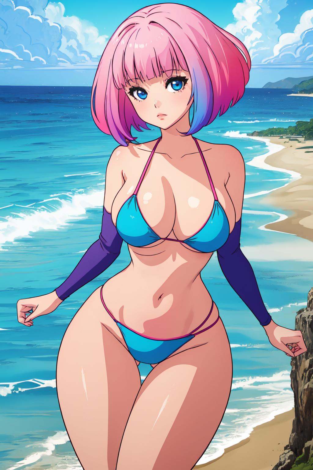 blue hair,  pink hair,  gradient hair on Tensor.Art