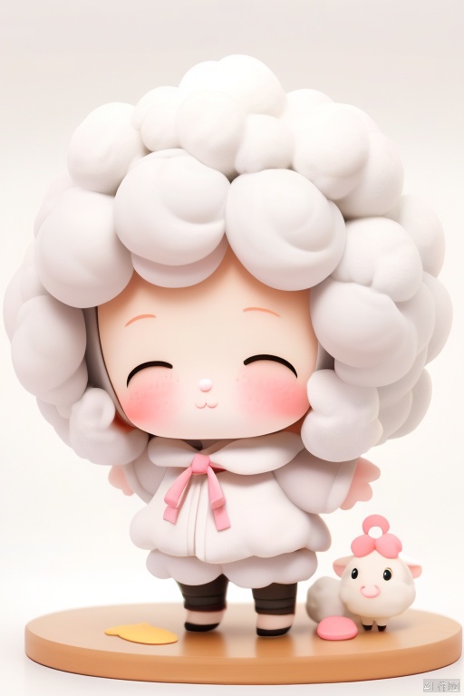 masterpiece, best quality,little sheep,(open Big watery eyes),wear gogerous clothes,super cute,paopaoma,blindbox,white background